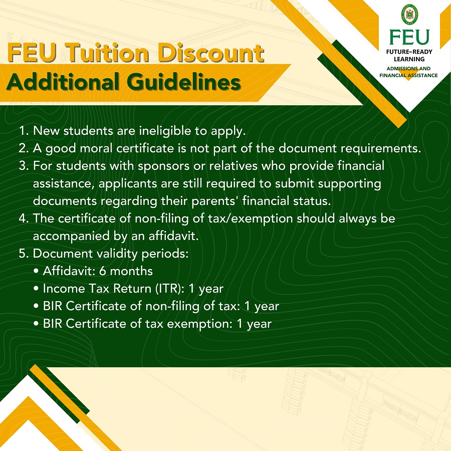 FEU TUITION DISCOUNT • Far Eastern University